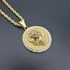 Pendant Necklaces Micro Paved CZ Stone Iced Out Bling Lion Necklace 316L Stainless Steel Men Hip Hop Rock Jewelry With 24" Gold ChainPe