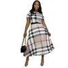 Summer Plaid Printed Dresses Luxury 2 Piece Skirts Suits for Women