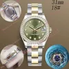 Deluxe Woman diamond watch 31mm Mechanical automatic High Quality mussel yster band montre de luxe 2813 Steel Waterproof Watches283o