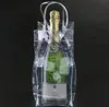 Bärbar isvinpåse Comapible Clear Cooler Packing PVC Läcksäker påsar med bärhandtag för champagne kall ölviner kylda drycker