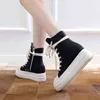 Boots Hot Ins Women Canvas Shoes Luxury Trainers Platform Lace Up Sneakers Casual Height Increasing Zip High-top Black 220811
