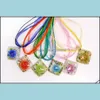 Pendant Necklaces Pendants Jewelry Mix Color Handmade Square Shape Lampwork Murano Glass Inner Flower Ne Dha0M