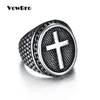 Ringos de cluster Vowbro 2022 Aço de aço Titanium Red Armour Shield Knight Templar Crusade Ring Cross Ring Medieval Signet Retro Tamanho Vintage 8 9 10 11 EDW