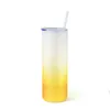 25 unz sublimation Gradient Glass SZKOLNY SZKOLNY Słomka prosta chuda butelka wody przezroczystą pokrywkę termiczne transfer kawy GCB14720