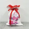 Presentes de Natal Personalizados por atacado White Christmas Drawstring Blank Sublimation Sacks Papai Noel para impressão DIY