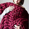 Fashion y Merino Wool Thick Large Yarn Roving Knitted Winter Warm Throw s Sofa on The Beds Blanket 220524