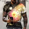 Camisetas masculinas relógio retrô 3d camiseta impressa no pescoço redondo pescoço personalidade de rua superdizes artes casuais mangas curtas