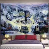 Pintura a óleo de Natal Tapestry Art Wall Hanging Wagon Beautiful Home Background Decoration Hand Wash Woven J220804