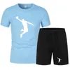 Verão masculino marca esportiva shorts conjunto de manga curta respirável grade camiseta e shorts casualwear treinamento de basquete masculino 220513