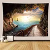 Nature Cave Island Ocean Carpet Wall Hanging Decor Bedroom Home Decoration Wall Tapiz pared 3d Art Hippie Boho Mandala Fabric J220804