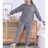 5xl 6xl tamanho grande outfit flannal pijama quente set para fêmea ladies 'pijama mulher terno de sono inverno roupas casas loungwear 220329