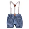 born Baby Boy Bow Formal Romper Clothes Suits Gentleman Party Suit Soft Cotton Jumpsuit Suspender Pants Infant Toddler Set 220326