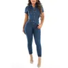 Tmustobe Summer Casual Fashion Blue Denim Tosit for Women Slim Short Sleved Ołówek dżins