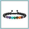 Braccialetti con ciondoli 8Mm Chakra Bracciale con perline Pietra lavica nera Buddha Yoga Donna Uomo Stringa a mano Gioielli Consegna di goccia 2021 Dhseller2010 Dhkye