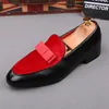 Menmode zachte lederen schoenen slip-on luie schoenfeest banketjurk zwart rood ademende zomerloafers zapato man