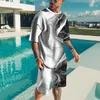 Men s T Shirt and Shorts Tracksuit Set Plus Size 3D Printed Short Sleeve O Neck Colorful Atmosphere 2 Piece 220708