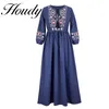 Fashion Pure Color Round Neck Lace Accessory Dress Loose Temperament Sleeve Embroidered Cotton Linen Factory Direct Sales 220613