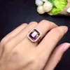 Cluster Rings Simple Princess Square Natural Amethyst Lady Ring 925 Серебряный роман мастерство красивые цвета.