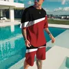 Couleur de piste masculine Couleur de contraste d'été Net Red T-shirt Men's Cost Fashion Trend 3D Père d'impression courte manche O-cou oversize