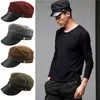 Läderkant Buckle Solid Color Navy Military Cap Student Hat For Women Men Manlig kvinnlig retro baskagonal Cap Sailor J220722