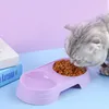 Husdjur Double Cat Bowl Plastic Kitten Dog Food Drinking Tray Feeder Cats Feeding Plastics Pet Bowls Pets leveranser Tillbehör YF0033