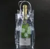 Bärbar isvinpåse Comapible Clear Cooler Packing PVC Läcksäker påsar med bärhandtag för Champagne Cold Beer Wines Chilled Beverages SN4785