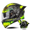 Casque de moto quatre saisons double lentille, visage complet, demi-casque de Locomotive, la dernière capacité modulaire rétro Dot