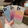 Caso de telefone de luxo com material tpu transparente a laser da moda para o novo iPhone 15 14 13 12 XR XS Max 7 8 Caso Soft Rainbow Aurora meninas e mulheres Capa