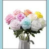 装飾的な花の花輪お祝いパーティー用品ホームガーデンシミュレーションシングルローズフラワーガールフレンドギフトシルクファブリックバレンタインデーウェッディ