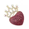 Broches de bijoux en cristal strass en forme de cœur avec couronne, 20 pièces/lot, prix de gros, à la mode, pour décoration/cadeau