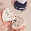 Portable travel jewelry storage box creative heart-shaped PU leather display stand necklace earrings ring box desktop ornaments