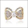Pinki broszki biżuteria Rhinestone łuk broszka złota sier kolor symisowane perły szpilki do dostawy ślubnej 2021 ffizb