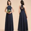 Nach Maß 50 Farben Brautjungfernkleider Langes Chiffon One-Shoulder-Hochzeitsabendkleid Rückenfreies Abendpartykleid Robe De Soiree BM3000