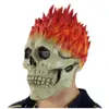 Halloween Ghost Rider Masque Flamme Crâne Squelette Rouge Flamme Feu Horreur Fantôme Plein Visage Latex Masques Parti Cosplay Costume Props T220727