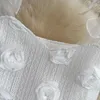 Sukienki zwykłe Ubranie Słodka biała mini sukienka 3D Fłynąca bez rękawów bez pleców prosta kobieta słodka cami vestidos qb92casual