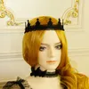 Black Vampire Queen Lace Headband Personality Fashion Elastic Lace Headbands Crown Festival Party Stage Performance Hair Accessories