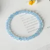 Link Chain Lce Blue Crystal String Ladies 6/8/10/12MM Natural Stone Beads Knitting/elastic Rope Lucky Jewelry GiftLink