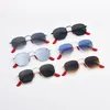 2023 Brand Designer Sunglasses Women Men Alloy Frame Tempered Glass Lens Reflective Color Film Sheep Leather Foot Sleeve Gafas De 249Y