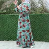 Vêtements ethniques Abaya Dubai robes pour femmes 2022 O-col Bundle manches élégante robe Maxi musulman imprimé fleuri Swing Pakistan ClothesEthni