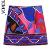 KPYTOMOA Women Fashion With Darts Printed Mini Skirt Vintage High Waist Side Zipper Female Skirts Mujer 220702