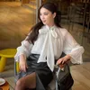 Kobiety damskie bluzki kobiety wiosenny styl jesienny szyfonowy dama swobodne długie rękawie dziobowy kropka kropka blusas tops femme uncja