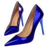 Women 105cm High Heels Blue Green Valentine Pumps Luxury Glossy Stripper Stiletto Wedding Bridal Fetish Shoes Plus Size 43 220716