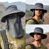 男性用の夏のUV保護サンハット多機能バケツ帽子漁師キャップ
