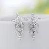 Stud Manxiuni Marquise Cut Fleur Zircone Cristal Longues Boucles D'oreilles Pour Femmes Feuille Brillante CZ Pierre Bijoux De Mariage De Mariée Moni22