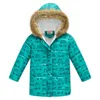 Épais chaud tenue bébé garçons hiver sweat à capuche imprimé enfants vêtements actifs filles col de fourrure vestes vers le bas enfants 4-8Y J220718