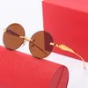 Gold Leopard Men Solglasögon Summer Woman Frameless Round Sungasse Retro Circular Arc Art Glasslens Design Hip Hop Sun Glasses Fas301k