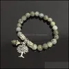 Bracelets de charme Labradorite Stone Bangles mala Perles Real Tree Reiki Healing Meditation Energy Femmes Mencharm Drop Bdegarden Dhhcm
