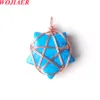 Rose Gold Pentagram Pendant Necklace Wrap Crystal Natural Stone Jewelry Wedding Gift BO973