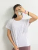 LU- TX07 Nouveau T-shirt de sport pour femme été slim col rond à manches courtes yoga à séchage rapide mesh respirant haut de course veuillez vérifier le tableau des tailles pour acheter