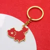 Schlüsselanhänger Nationale chinesische Karte Schlüsselbund Liebe China Fünf-Sterne-rote Flagge Schlüsselanhänger Ringhalter Herz Mann Frau Tasche Rucksack Schmuck Geschenk